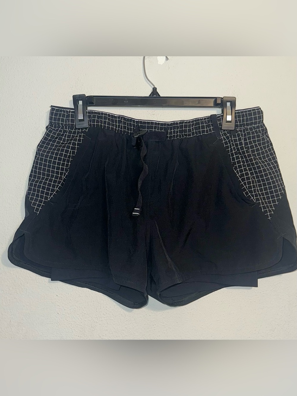 Under Armour Black Shorts with White Grid Pocket Trim